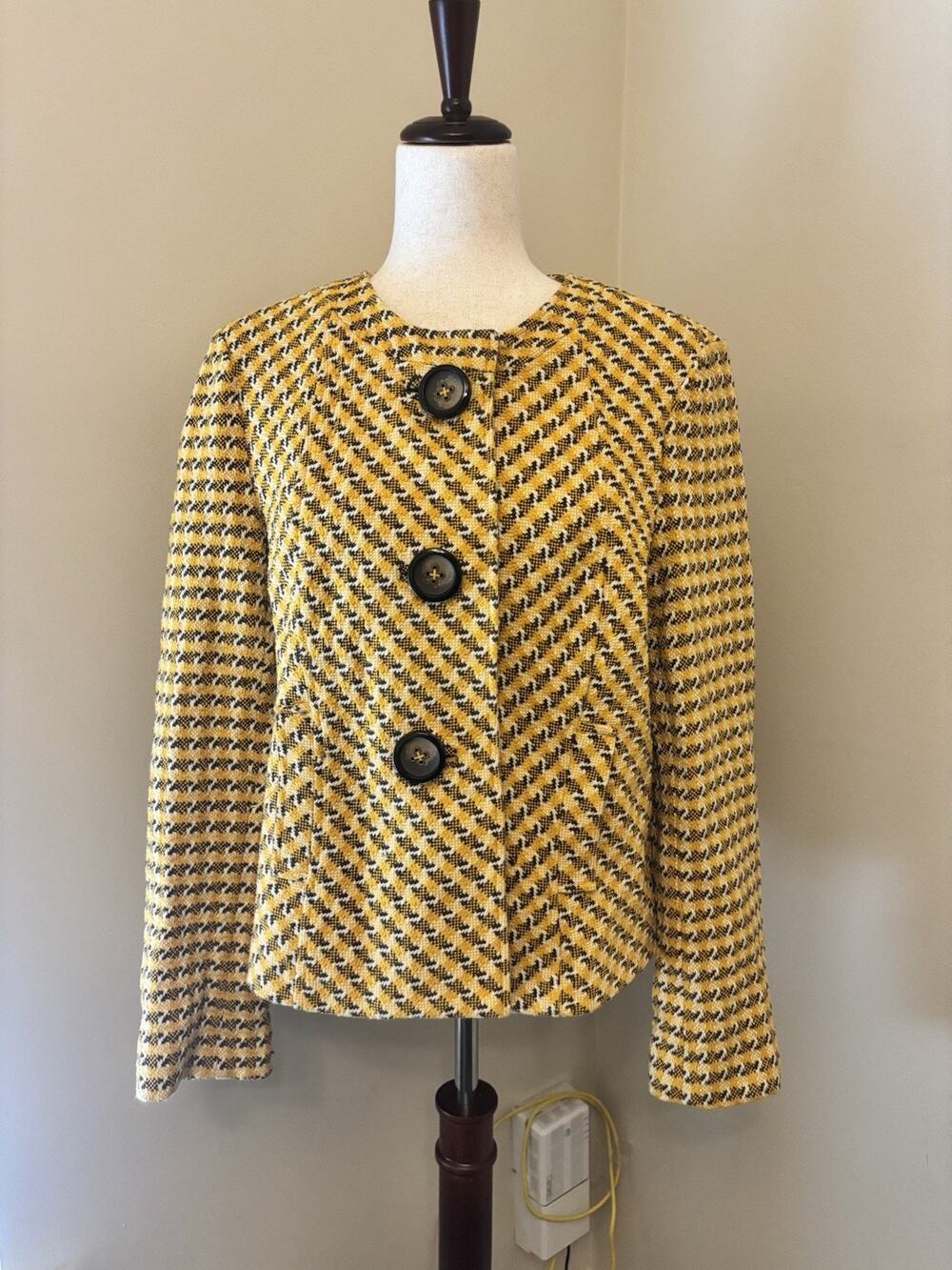 I.C.E Vintage 90s Blazer Yellow Checkered Button Up Size XL
